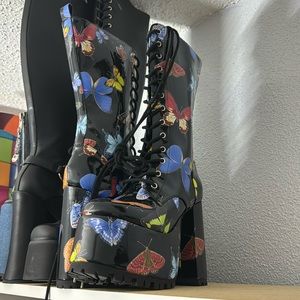 delia*s by dolls kill whisper it butterfly platform boots
